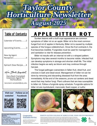 August 2025 Horticulture Newsletter page 1