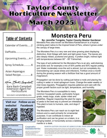Horticulture March 2025 Newsletter Page 1